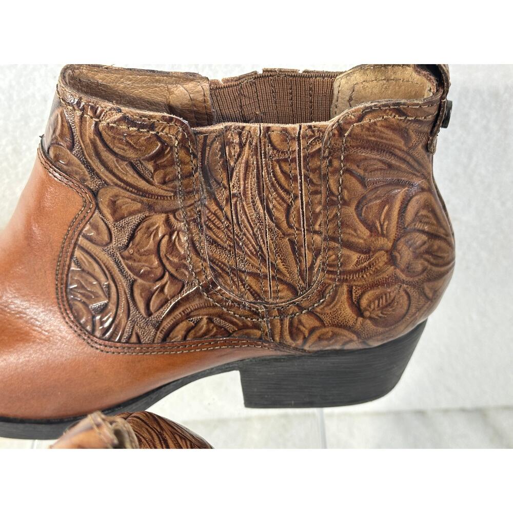 Nurture Walker Western Bootie with Tooled Floral Detail SZ 9 - Picture 5 of 11